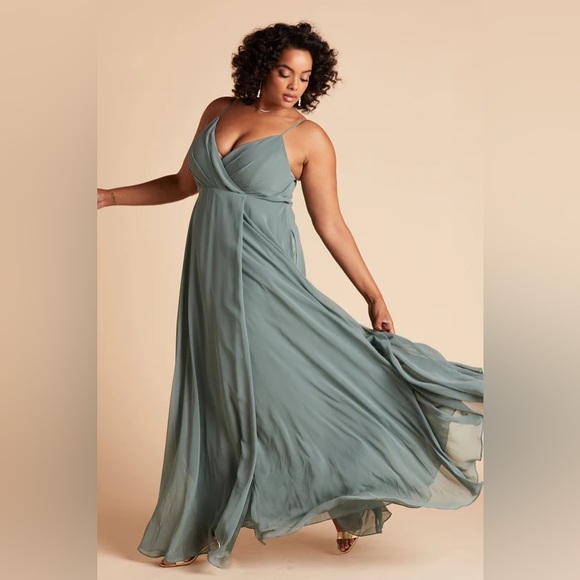 NEW Birdy Grey Kaia Chiffon Sea Glass Lined Long Dress Size Extra Large Pockets - Picture 5 of 16